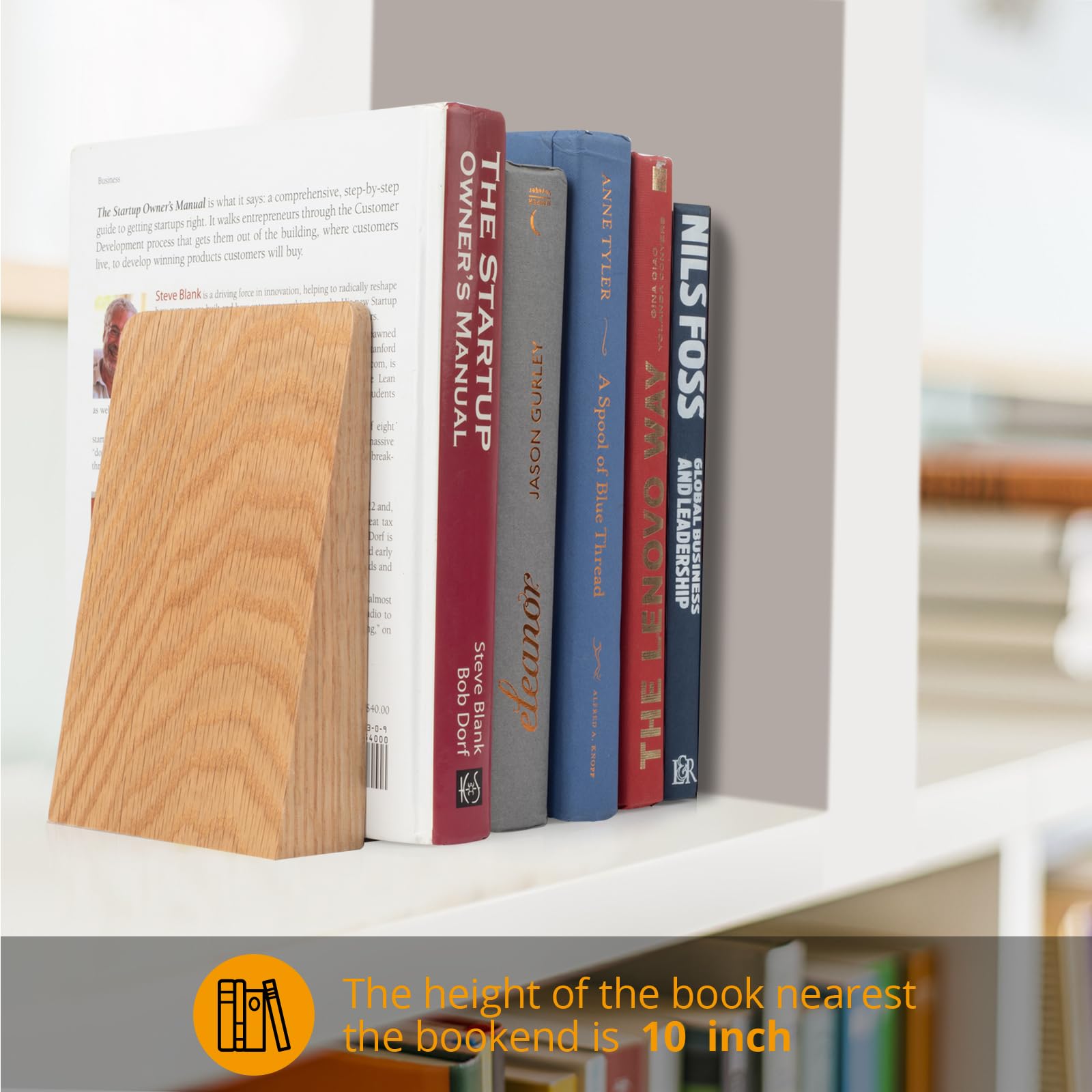 DRELIFAM Buchstützen aus roter Eiche, strapazierfähig, handgefertigt, für Regale, dekorative Buchstützen für schwere Bücher (rote Eiche, groß)