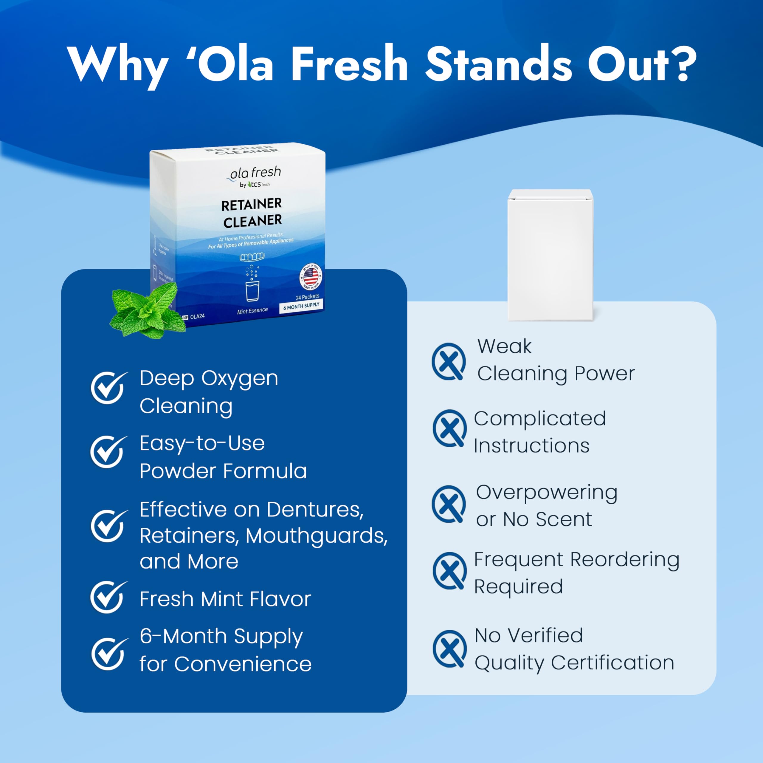 Ola Fresh Limpiador de aparatos dentales (suministro de ~ 6 meses)