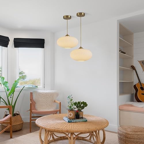 Miniatura 7 de Lámpara colgante moderna de globo dorado de mediados de siglo, luces colgantes de latón antiguo, isla de cocina, luz colgante grande de vidrio de
