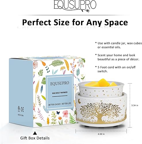 Miniatura 6 de Quemador de cera perfumada eléctrica, calentador de cera de cerámica para derretir velas, quemador de cera 3 en 1, calentador de fragancia para