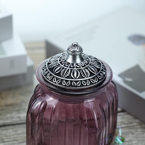 Miniatura 39 de SOCOSY Tarro de cristal transparente vintage para dulces con tapa, tarro de nueces, caja de joyería, tarros de dulces de boda, tarros de bufé