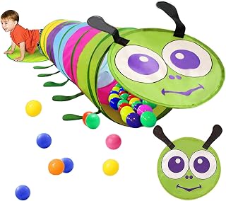 Kids Play Tunnel for Toddlers Tunnel Toy 46x180cm Colourful Caterpillar Shape Cute Crawl Through Tunnel Play Tent Play Tents Tunnels