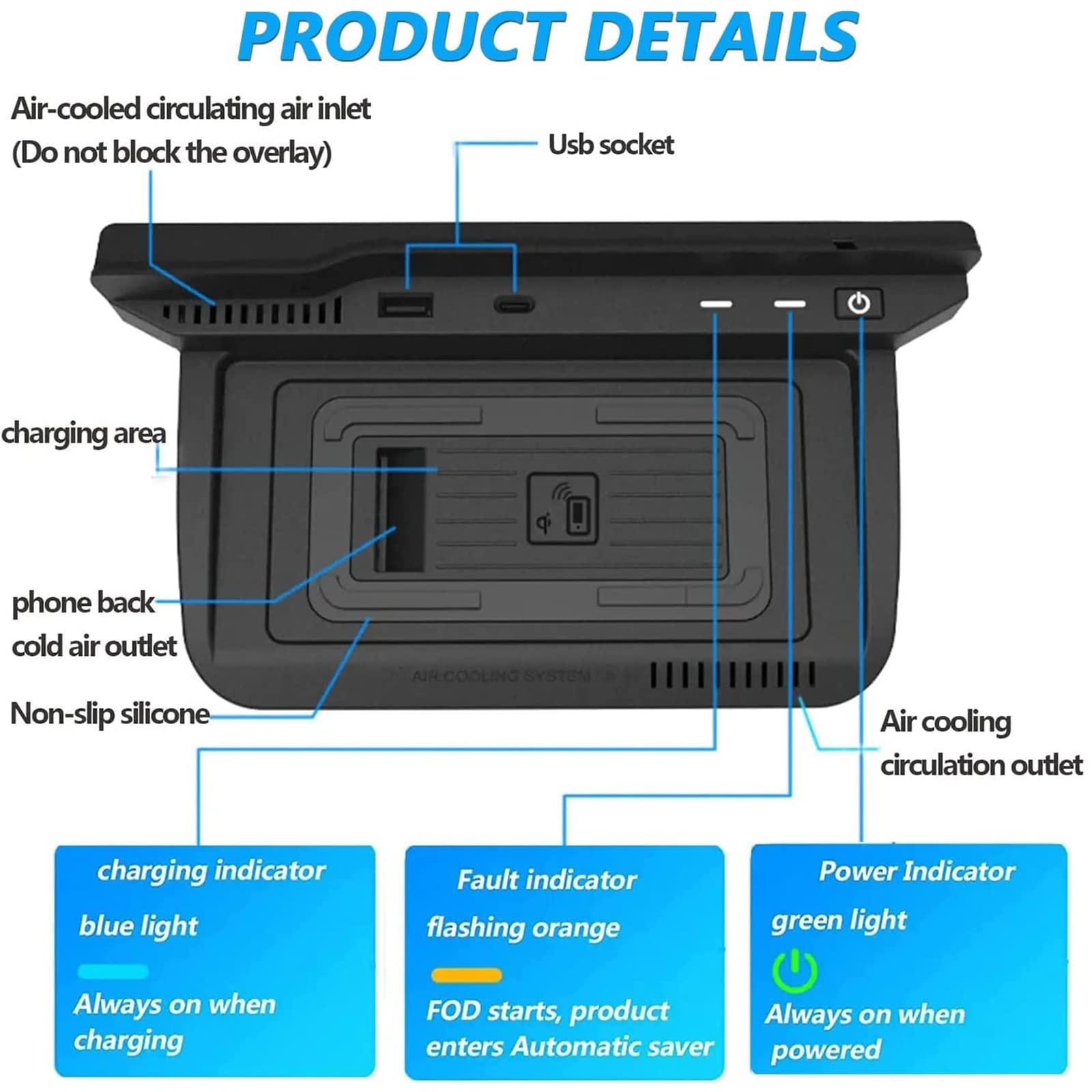Caricabatterie Wireless Per Auto per Nissan X-Trail/Qashqai (2021-2022), Tappetino Di Ricarica Rapida Per Telefono Da 15W per Qualsiasi Telefono Cellulare Abilitato Qi