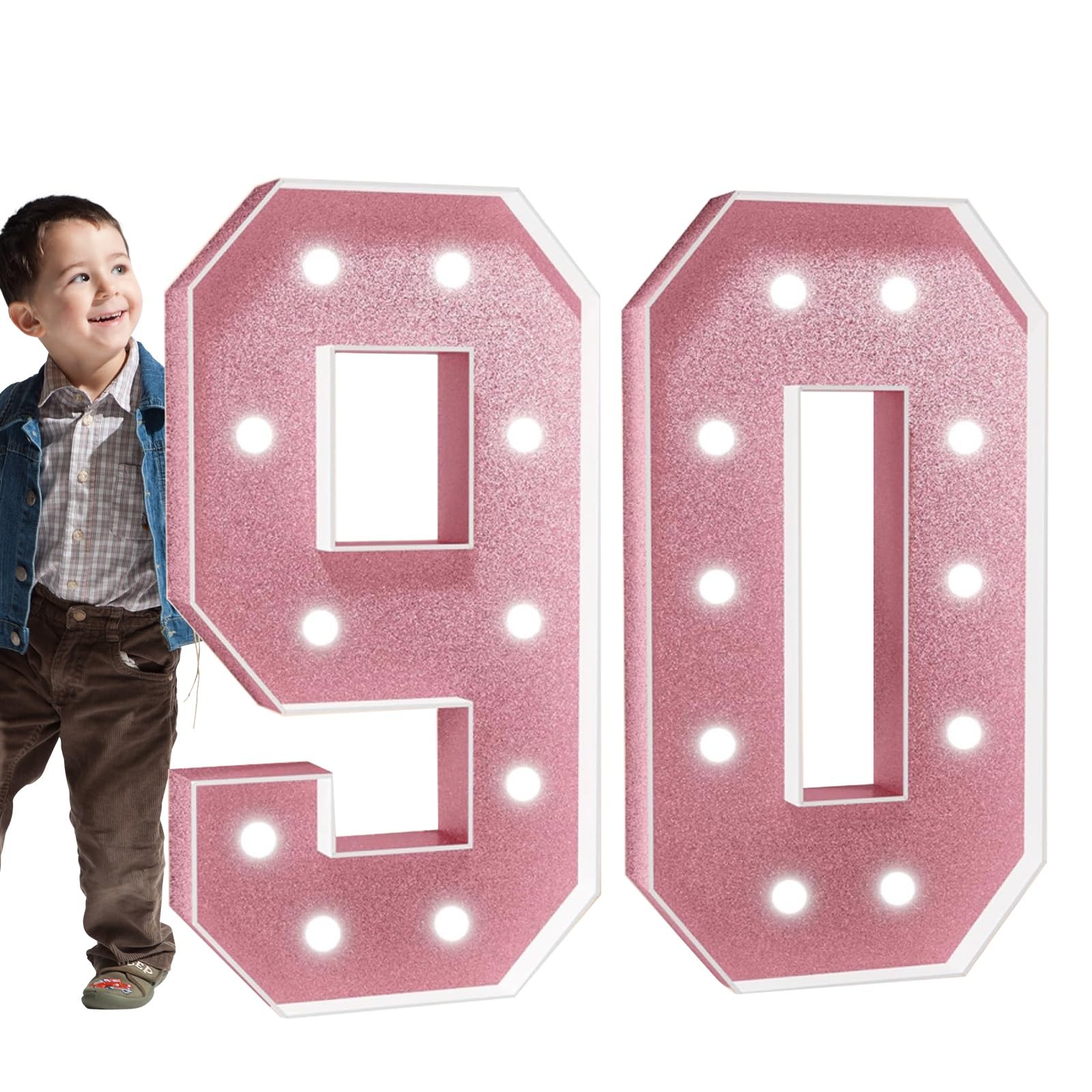 Tashace Marquee Light Up Numbers for 1st 16th 21st Birthday Decorations 10th Anniversary Party Decor Large Numbers DIY Pre-Cut Foam Board Kit Mosaic Numbers(Number 90,120cm/4FT) — image 1