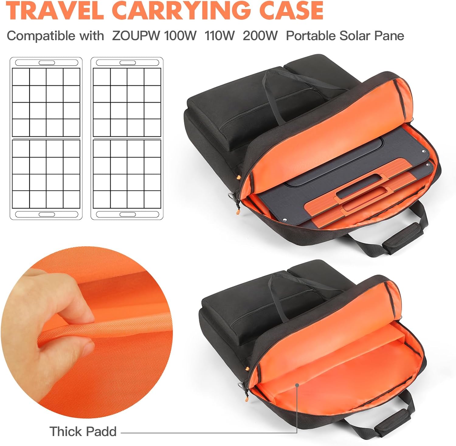 Carrying Case Compatible with ZOUPW 100W 110w 200w 220w,for Solar Panel Travel Portable outdoors Storage Bag