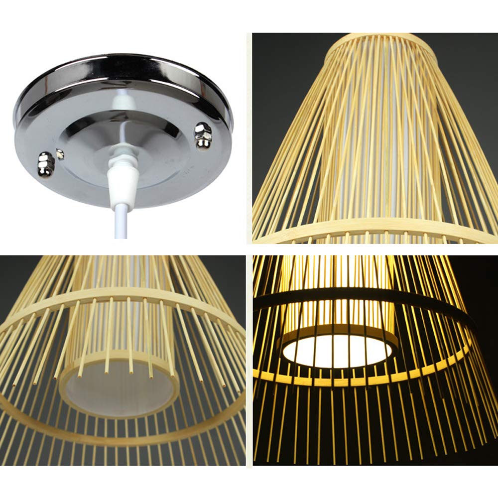 OnlyZoo Lámpara colgante E27 de estilo japonés, lámpara colgante moderna y sencilla, lámpara colgante de bambú, lámpara colgante retro para sala de estar, tatami, restaurante, cafetería, casa de té,