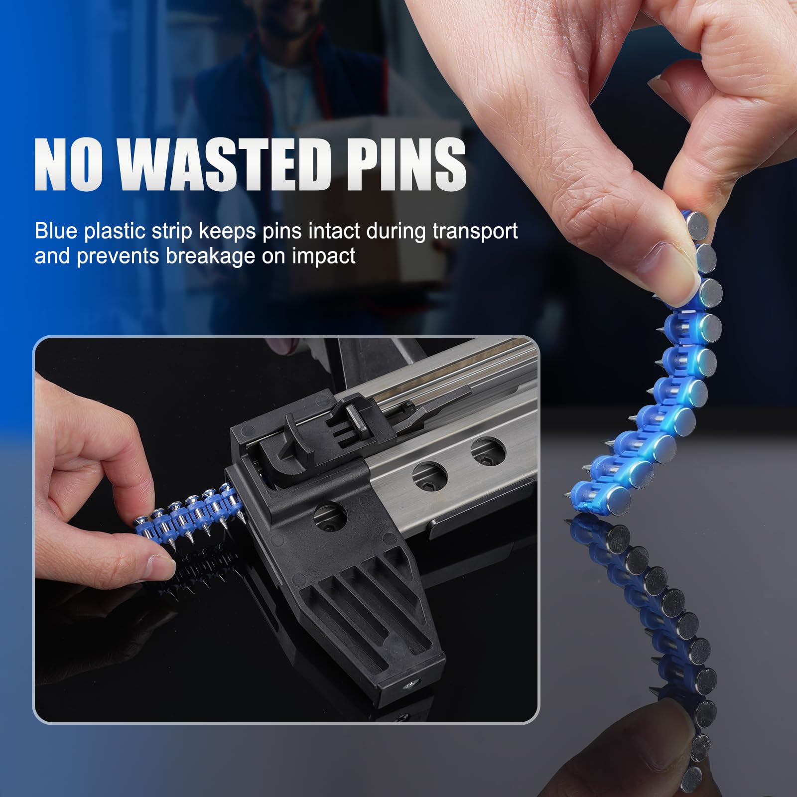 MTSD-19 12 Gauge 19mm Smooth Shank Plastic Collated Concrete and Steel Drive Pin Mechanical Galvanized for Gas Power Concrete and Steel Nailer 1000 PCS/Box (1 boîte)