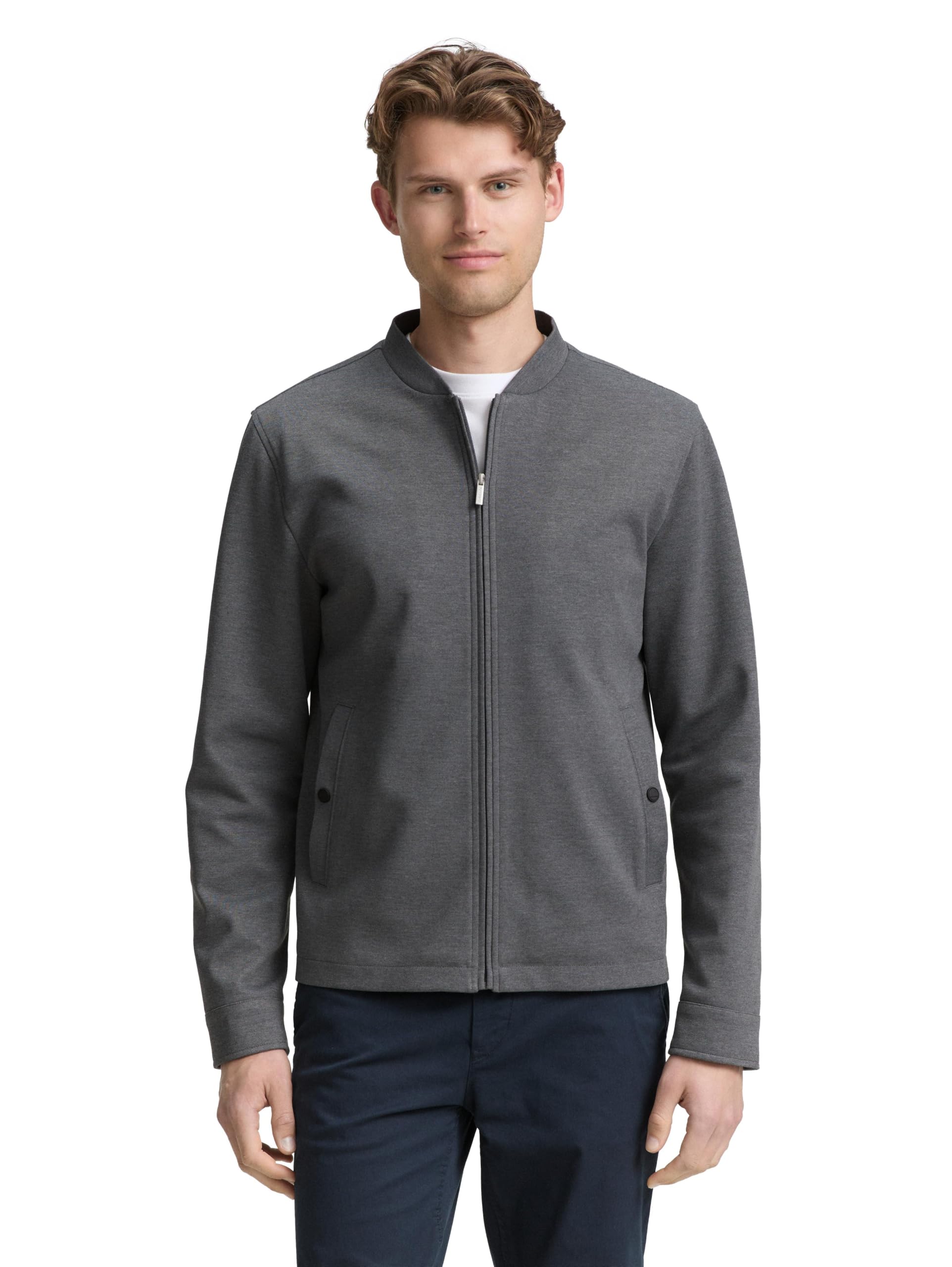 TOM TAILOR Herren 1047274 Piqué Blouson Jacke mit Bomberkragen