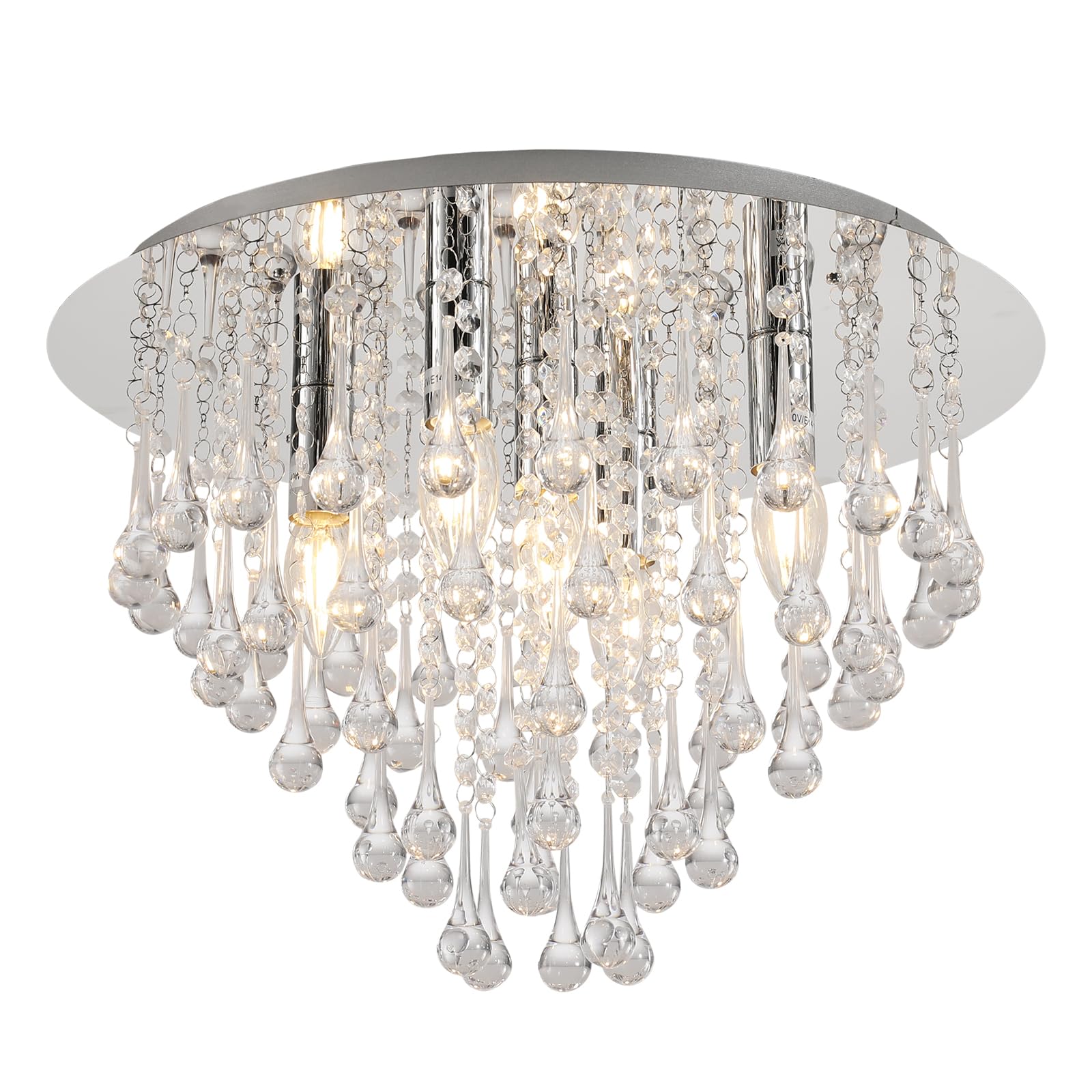 Mextronic Lustre artificiel en verre et cristal Ø 46 cm Transparent