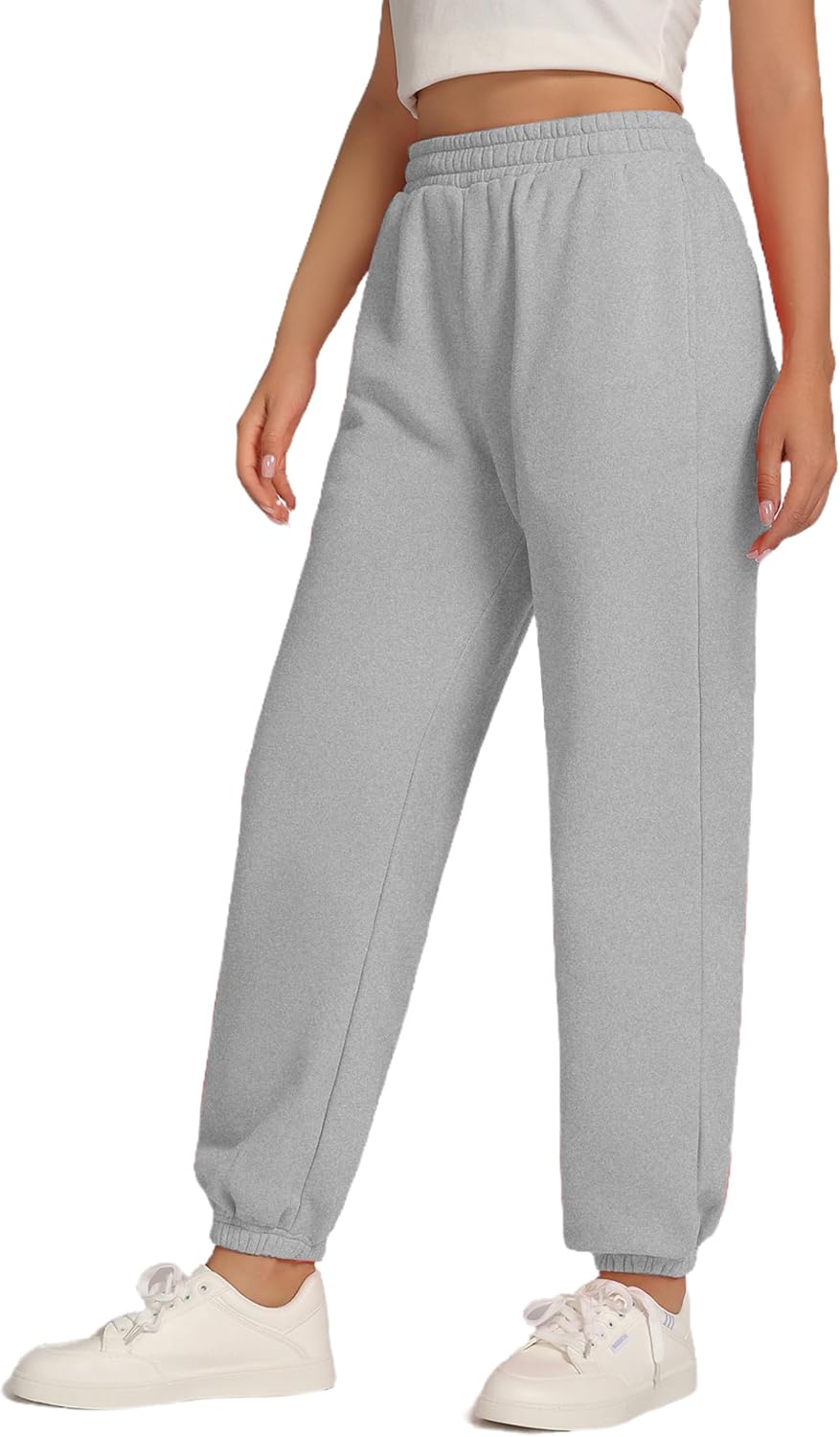 Women's Sweatpants Fleece Lined Baggy Joggers Sweat Pants High Waisted Lounge Cinch Bottoms with Pocket, S-XL - Image 2