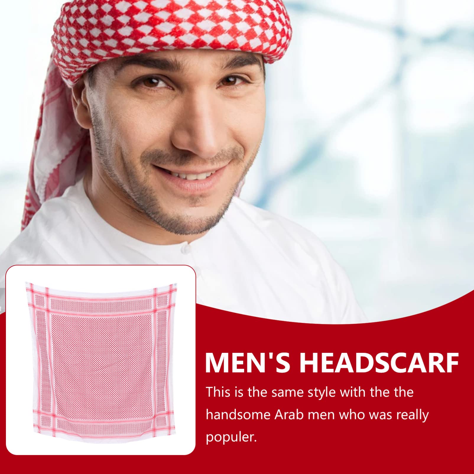 VALICLUD Arabisches Kopftuch Herren 55X55 Zoll Leichter Polyester Keffiyeh Schal Traditionelle Arabische Kopfbedeckung Muslimischer Headwrap Für Ramadan Und Alltag