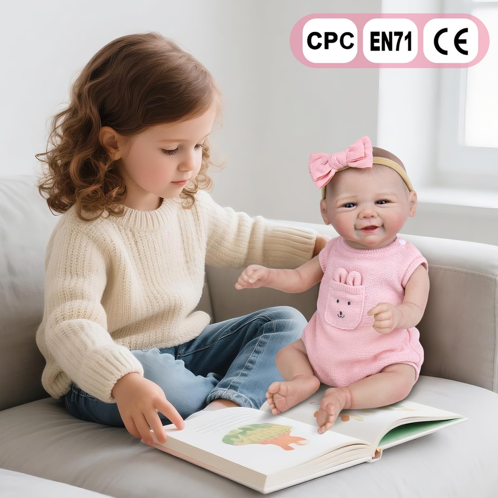 Aori Realistic Reborn Baby Dolls - Weighted Lifelike Newborn Baby Girl with Flexible Limbs, Cute Soft Body Reborn Doll Set with Outfit for Kids 3+, Parents, Elderly and Collectors