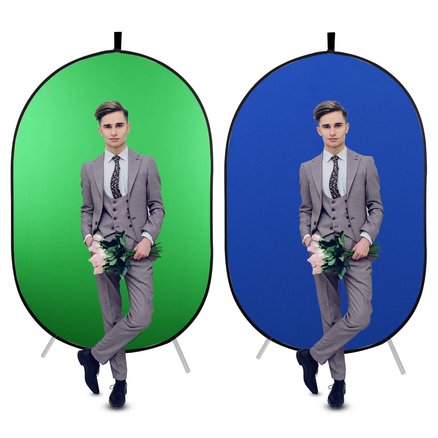 EMART Portable Green Screen Backdrop, 5 x 6.5ft Collapsible Pop Up