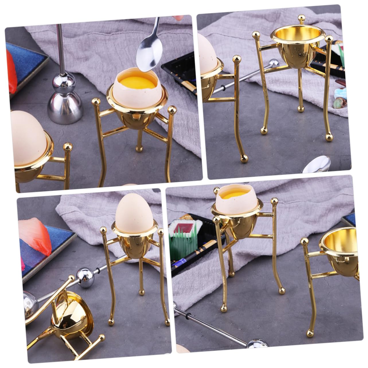 Amosfun 3 Pièces casier à Oeufs cartons d'oeufs réutilisables coquetier Tasse accesoire Cuisine Support Tableau coquetier œufs créatif Support à s de Cuisine cuivre