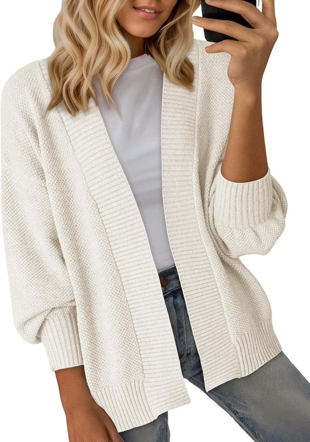 Cardigan Da Donna Aperto Sul Davanti Collo A Scialle Maniche Lunghe A Palloncino Maglione Leggero E Casual In Maglia Giacca Cardigan Morbida E Comoda Giacca Di Transizione per L'Ufficio E L'Uso Quot