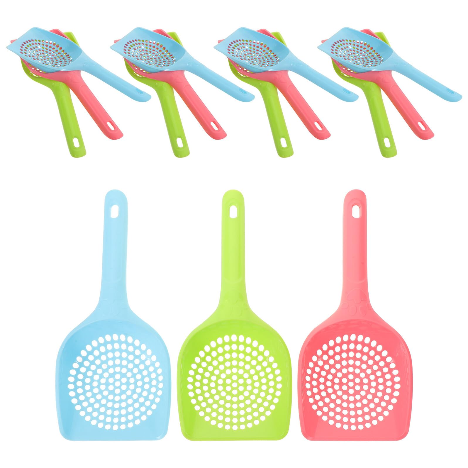Hohopeti 15 Pezzi Paletta Lettiera Gatti Plastica con Fori Fini per Setaccio Efficiente Scoop Portatile per Pulizia Lettiera Animali Resistente e Adatta Gatti e Cani Rosa Blu Verde