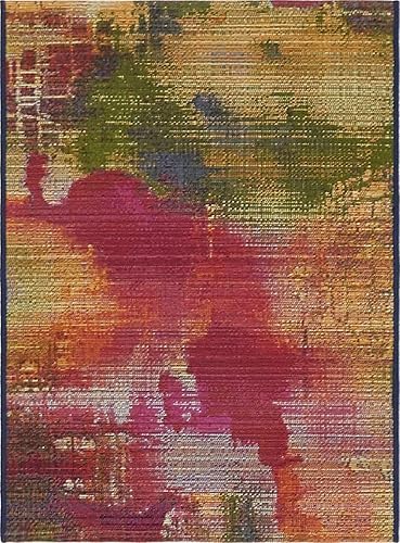 Miniatura 2 de Unique Loom - Alfombra colección de círculos abstractos, de transición para interiores y exteriores, beige, Polipropileno