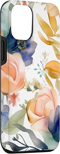 Miniatura 3 de iPhone 1212 Pro Cute Pastel Floral Acuarela Rosa Azul Mujeres Patrón Flor Funda