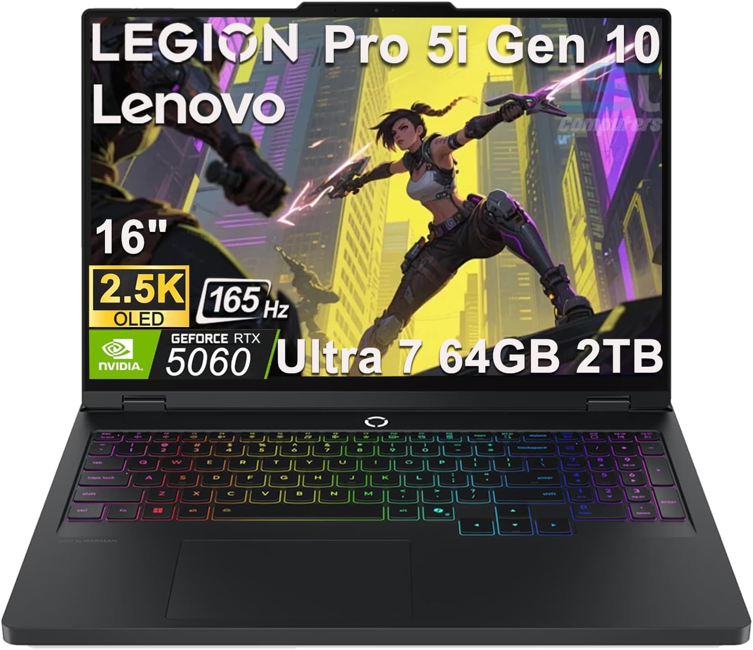 Lenovo Legion 5 Pro 5i Gen 10 Gaming Laptop (16" 2.5K OLED G-SYNC 165Hz, NVIDIA RTX 5060 8GB, Intel Core Ultra 7 255HX, 64GB DDR5 RAM, 2TB SSD), 24-Zone RGB Backlit, Wi-Fi 7, 5MP Webcam, Win 11 Home