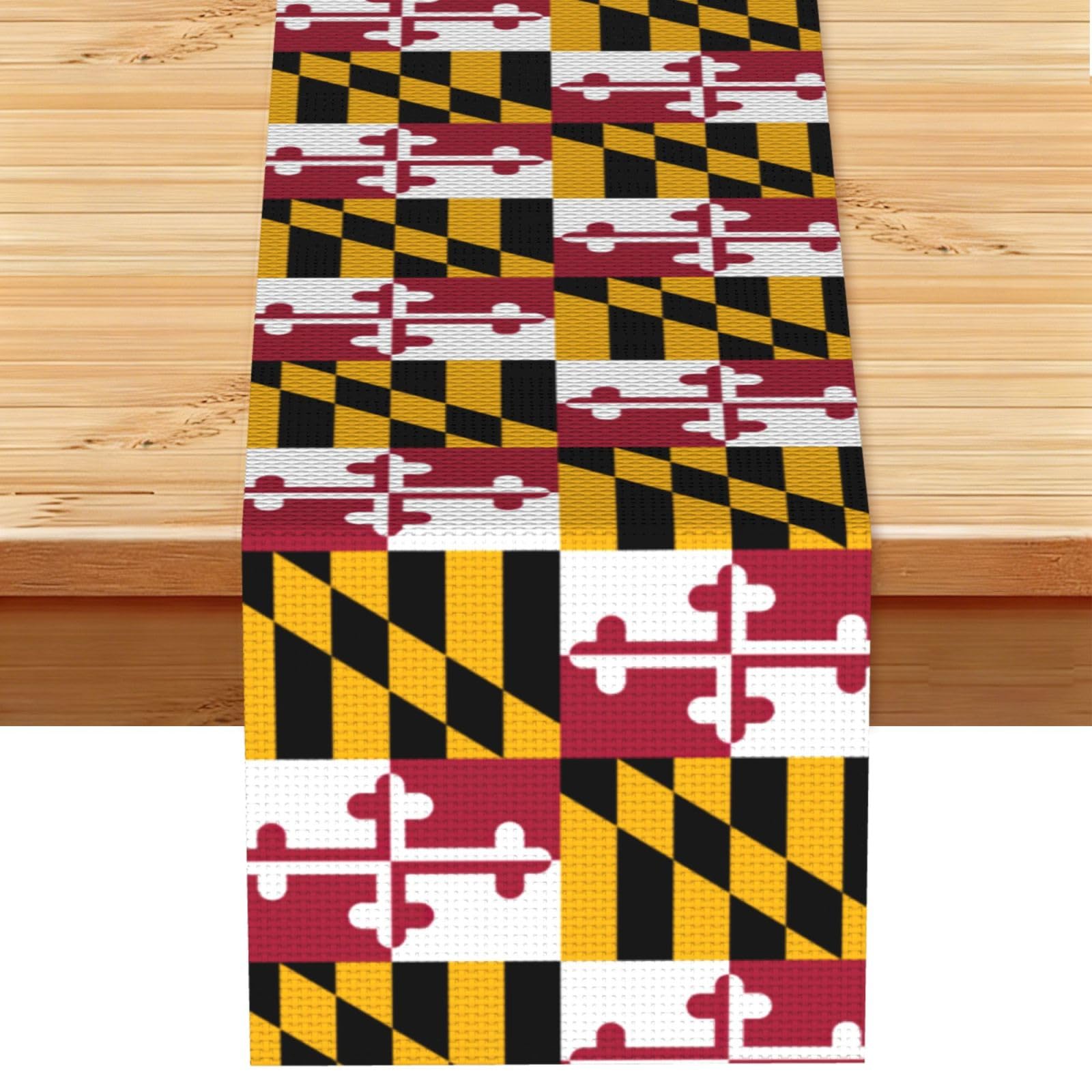 Maryland State Flag Printed Table Runner 13 x 72, Wrinkle Resistant Decor for Dining Table Coffee Table Fireplace
