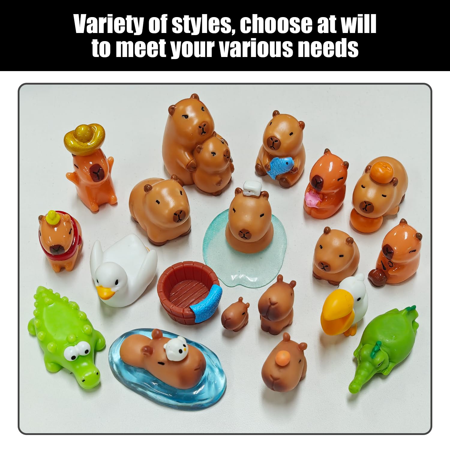 Set De 22 Adornos De Capibara De Resina – Figuras De Dibujos Animados Para Micro Paisajes, Decoración De Escritorio Y Jardín, Diseños Únicos Y Coloridos