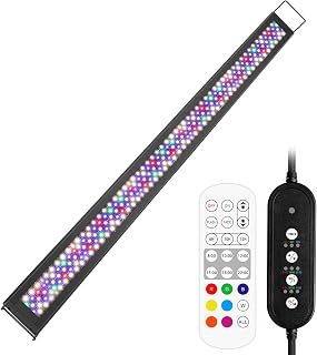 Aquarium LED Beleuchtung,48W Vollspektrum 24/7 Modus Aquarium Licht,Einstellbare Timer Helligkeit Aquariums Lampe,Aquarien Pflanzenlicht mit ausziehbarer Halterung,für 120-140cm Fischtank