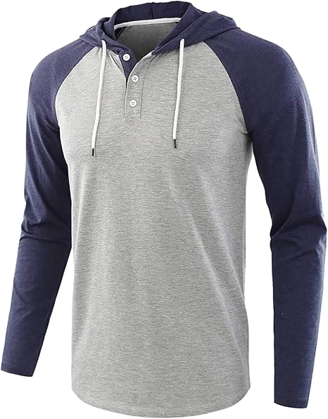 Jhsnjnr Men's Casual Henley Hoodies 