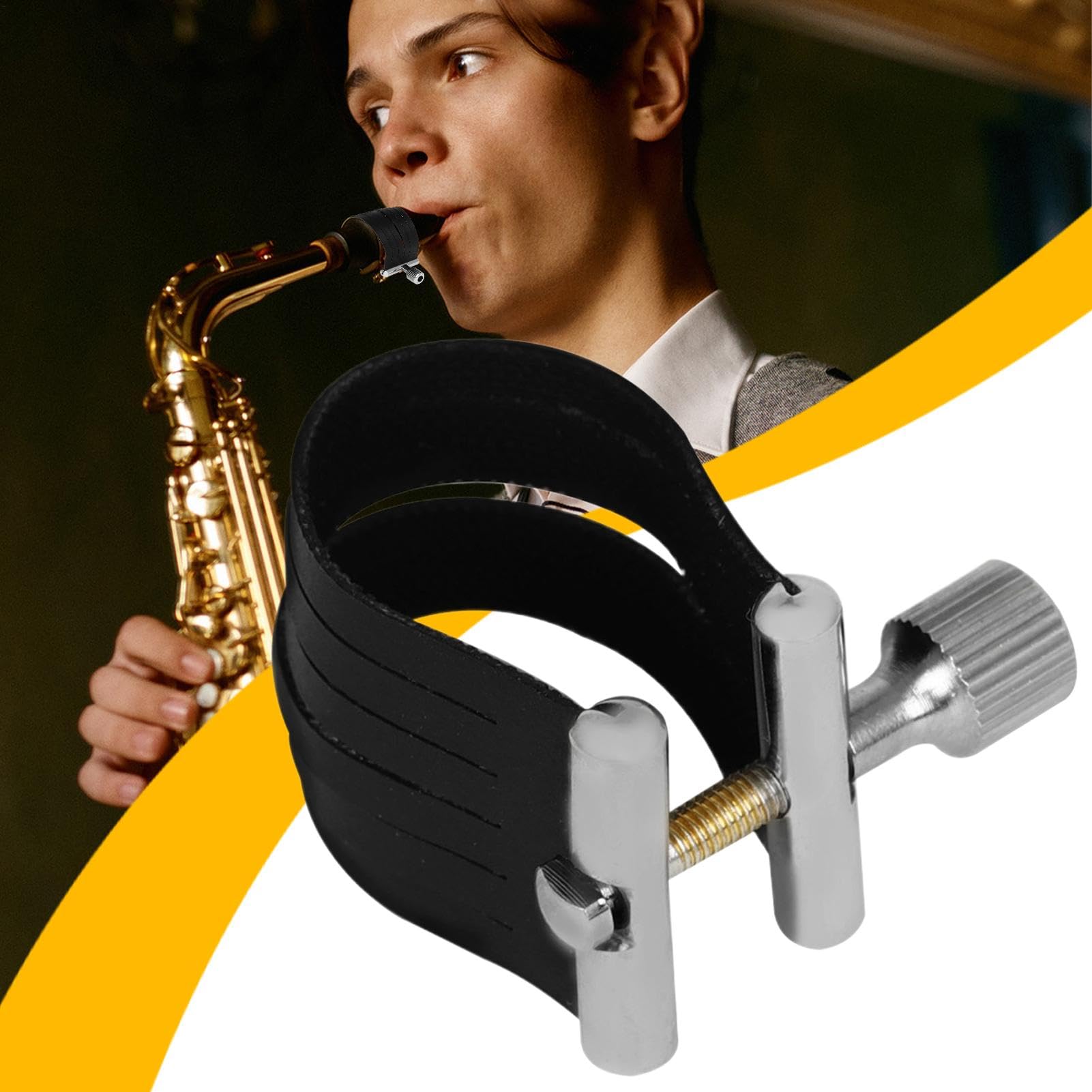 Chiusura per legatura del sassofono, chiusura a clip per legatura del sassofono,Bocchino per sassofono contralto Chiusura per legatura del sax - per sassofono Chiusura a clip professionale compatta pe