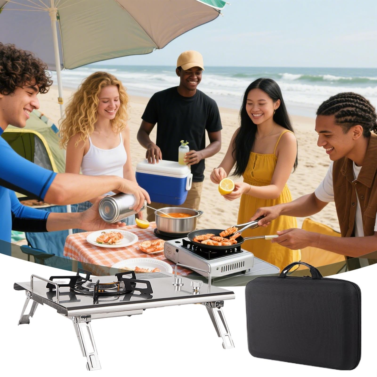 Fornello da campeggio portatile, fornello da campeggio, pieghevole, utensili da cucina, per esterni, barbecue, giardino, chiusura lampo, picnic | Cucina Escursionismo Attrezzatura Outdoor Picnic Sosta Campeggio Pesca Campeggio Viaggio Grigliata Trekking
