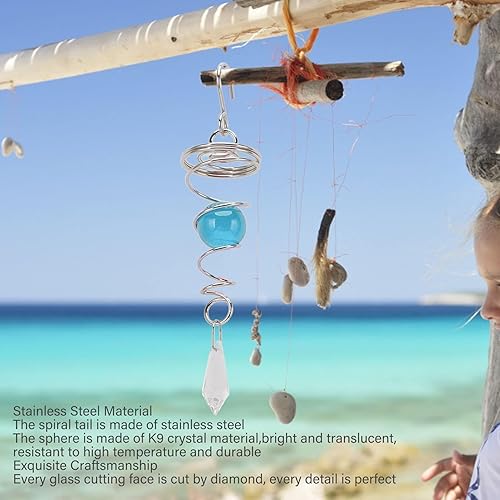 Miniatura 5 de Estabilizador giratorio de viento con cola en espiral de 2 miradas, estabilizador de viento de cristal, estabilizador de cola giratoria de viento de