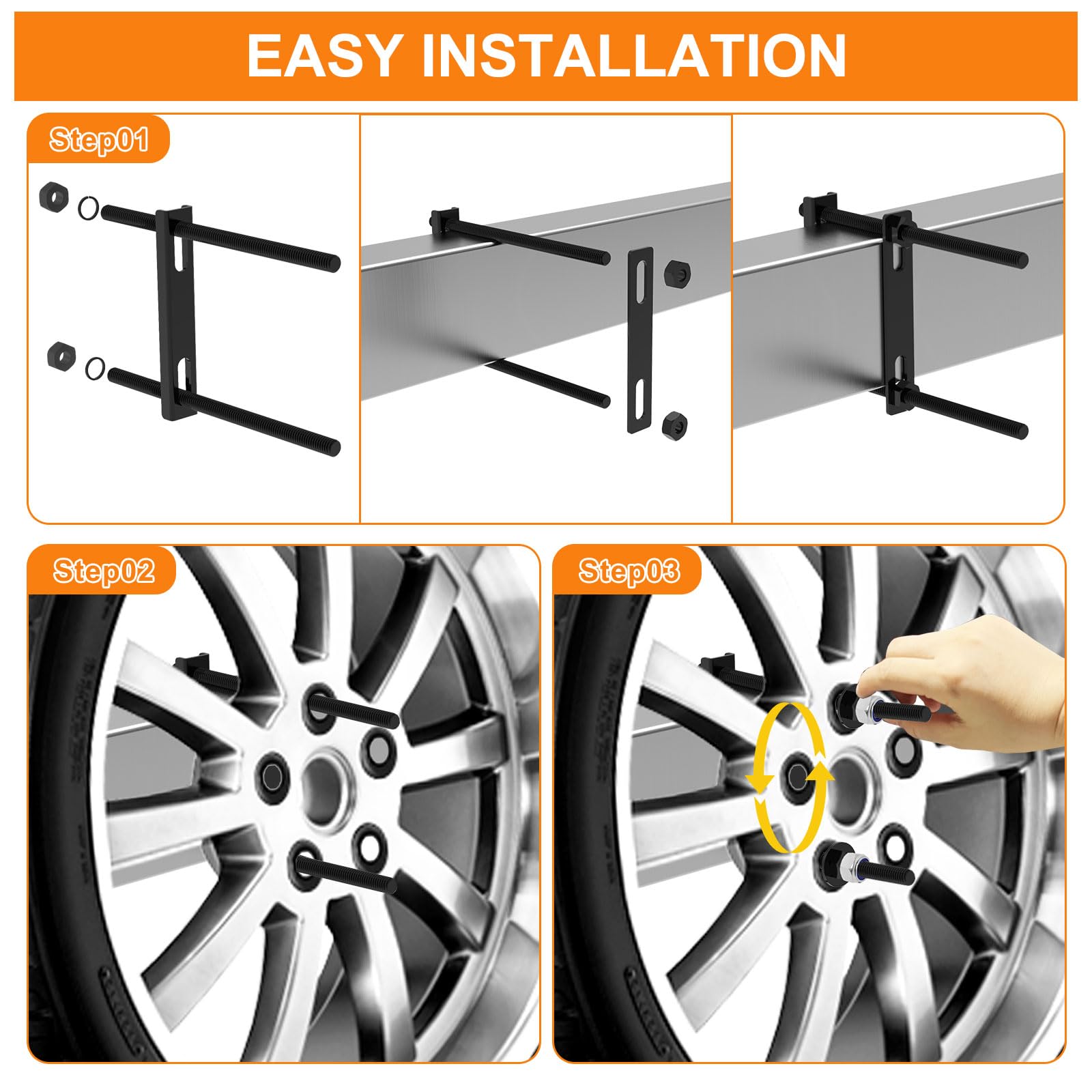 Universal Trailer Spare Tire Mount Carrier - Heavy Duty 120lbs Capacity Wheel Bracket For Utility Boat Trailers, Fits 4/5/6 Lug Wheels (Black)