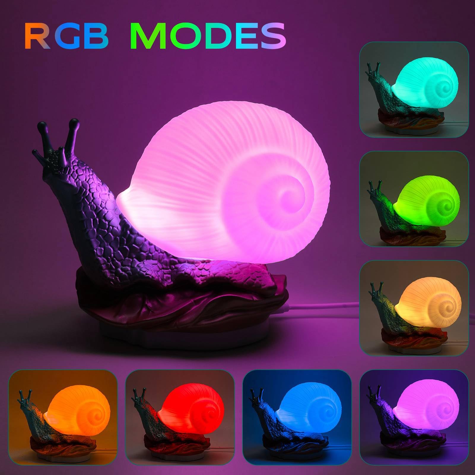 Hyuduo Schnecken Nachtlicht LED -Tischlampe für Kinderzimmer Schlafzimmer USB Powered Touch Control Dimmbar mit 7 Farbwechselmodi Warmes Weißes Licht für (Schneckenlicht)