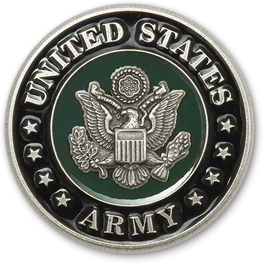 Indiana Metal Craft US ARMY Seal Struck Nickel Silver Enamel Lapel Pin MADE IN USA