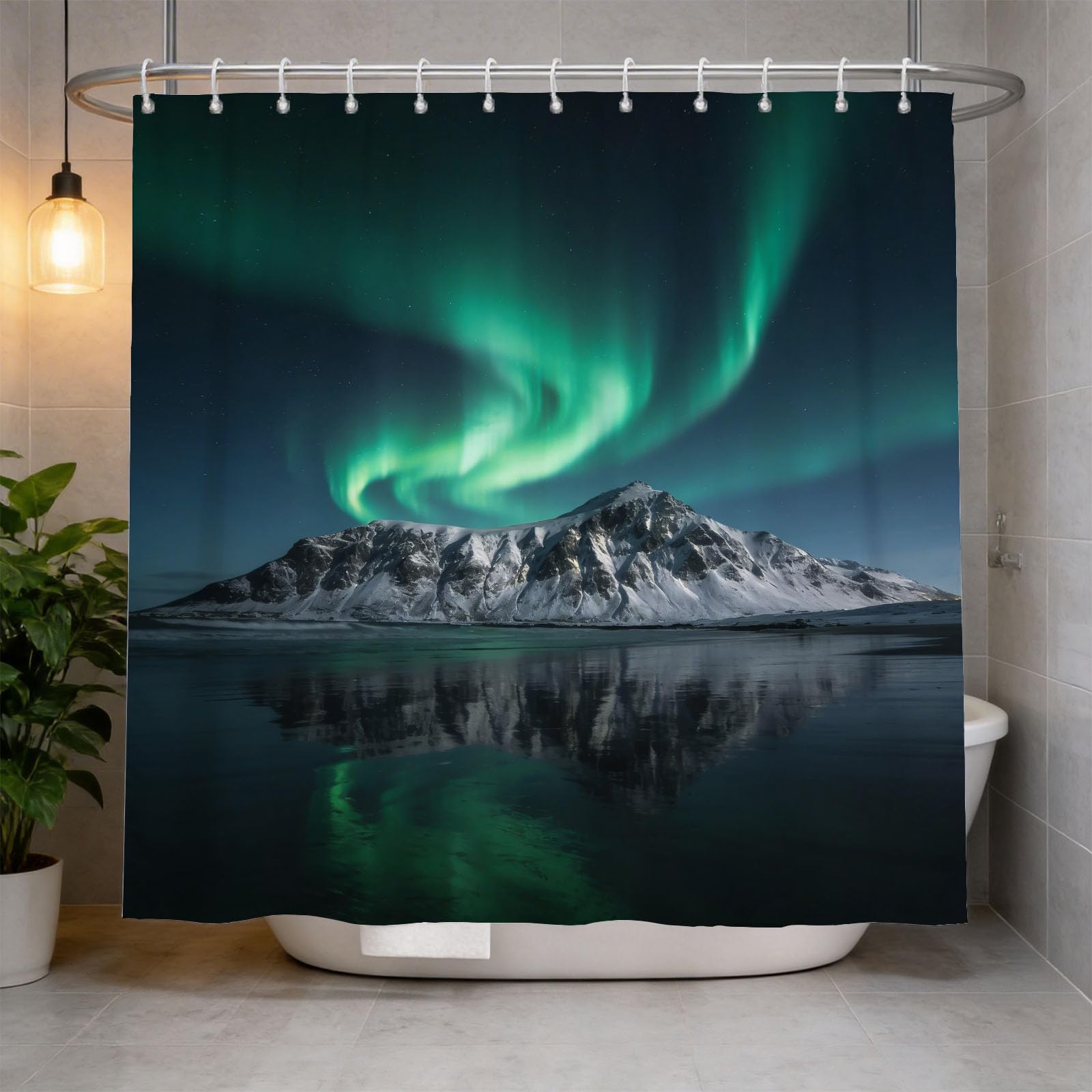 Hongduo 3D Aurora Shower Curtain for Stalls Bathtubs Romantic Bathroom Decor Shower Curtain Set Polyester Fabric Waterproof 200x200cm/79X79 Inch with Hooks