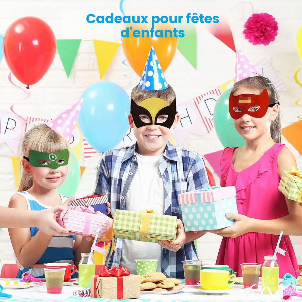 URAQT Masque de Super-Héros, 16 Pièces Masques pour Enfants Dress Up Masque de Super-héros Cosplay pour Cosplay, Masques de Super Héros, Convient pour Les Fêtes d'anniversaire, Halloween