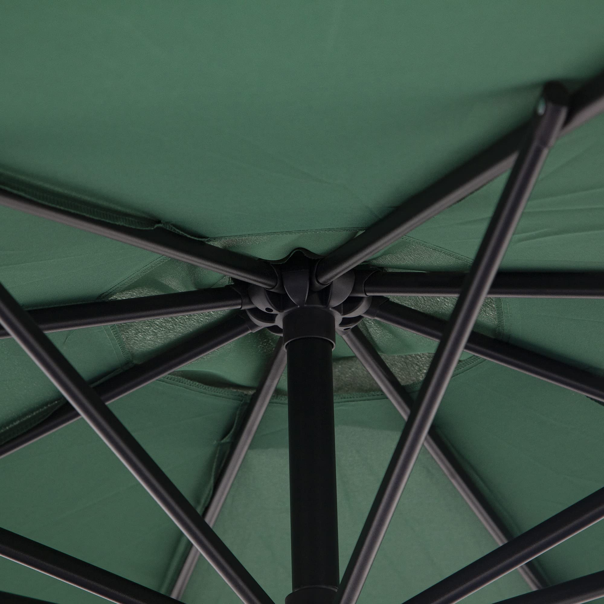 Outsunny Parasol Excéntrico Ø 295 cm Sombrilla de Jardín con Ángulo Ajustable en 3 Posiciones Base Cruzada y Manivela Tela Poliéster 180 g/m² Sombrilla para Terraza Patio