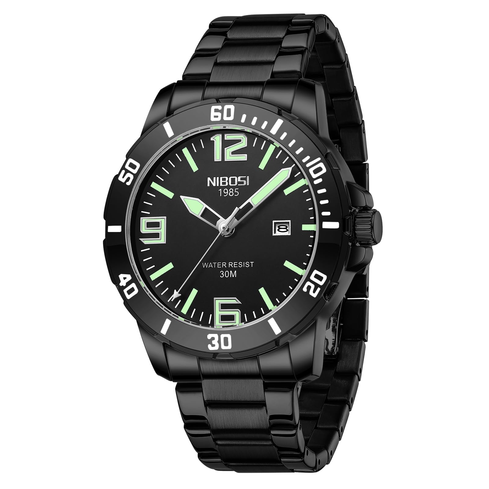 NIBOSI Mens Watch Analog Quartz Military Sport Water Resistant Wrist Watch Business Stainless Steel Boy Watch Calendar (B0CC8T6NNB) Amazon Price History, Amazon Price Tracker
