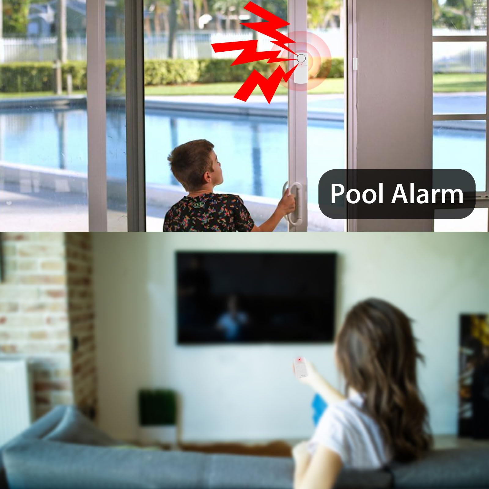 Alarme de porte avec télécommande, alarme de fenêtre 120 dB avec capteur ouvert avec plusieurs modes, alarme de porte de piscine pour la sécurité des enfants et des personnes âgées
