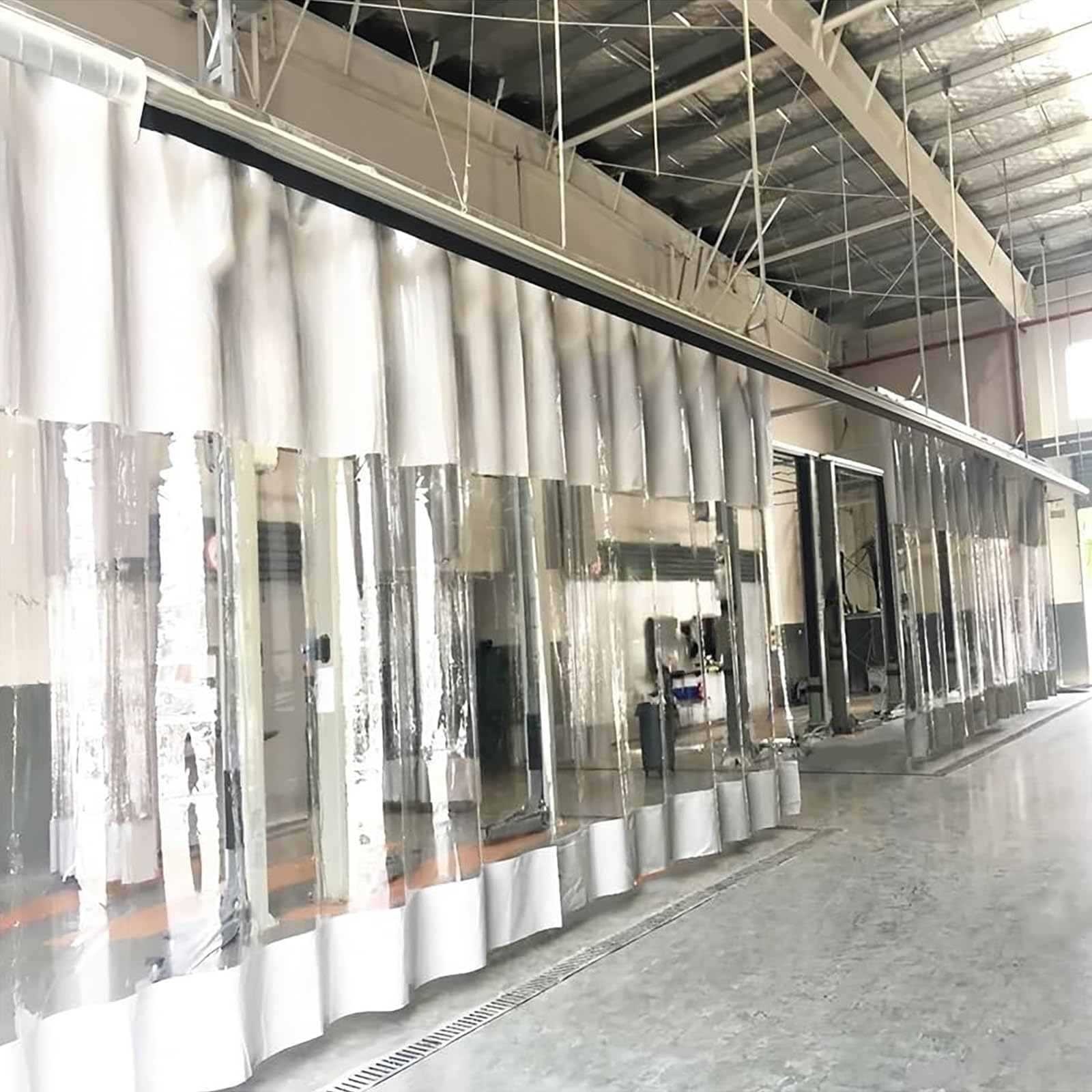 Generisch Wasserdichter Garagen-Trennvorhang, wetterfeste Vinyl-Sichtschutzwand für Autowaschanlagen, Pavillons und Außenbereiche (3 x 4 m) – Robuster Sichtschutz im Industriestil, Weiß