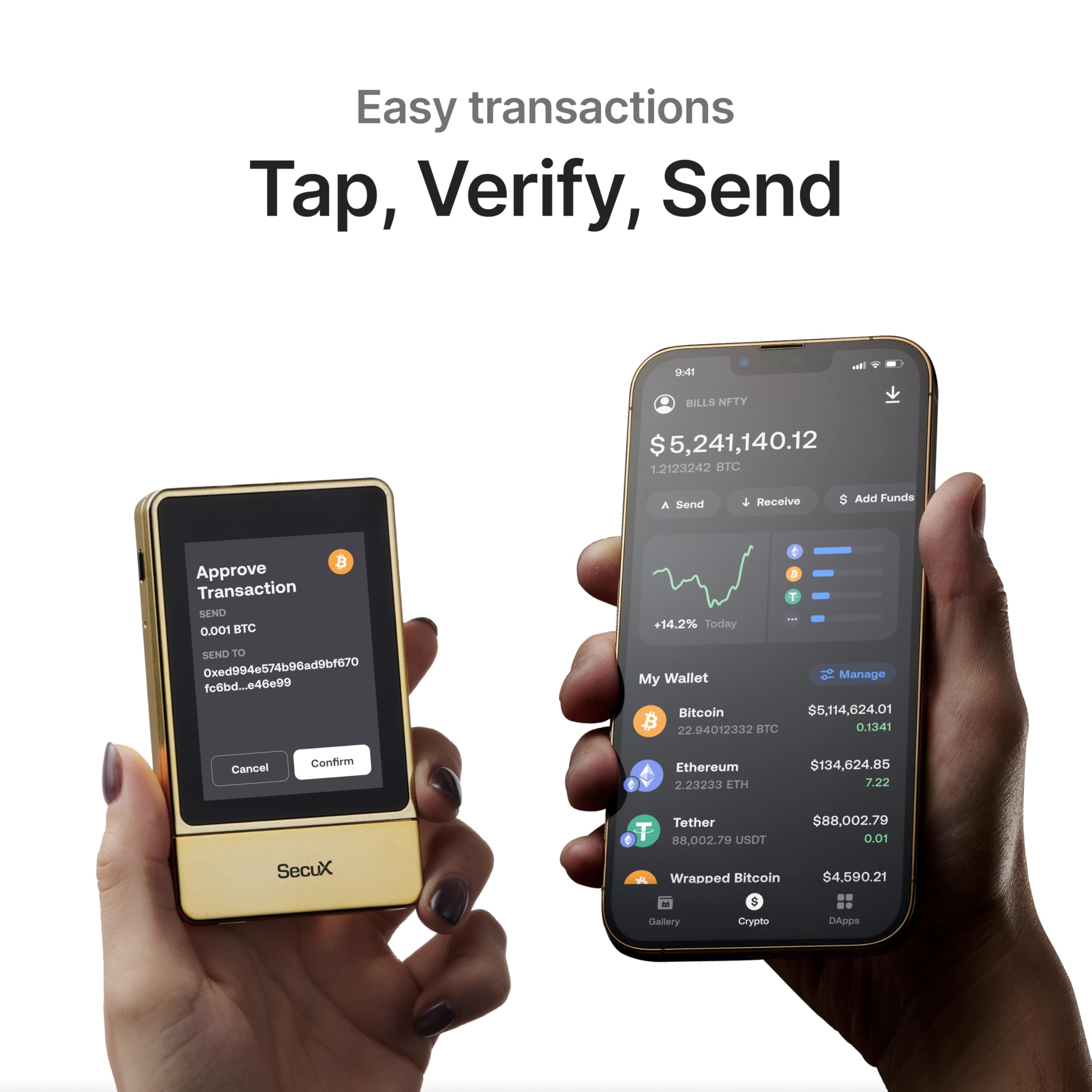 Amazon.com: SecuX Neo Gold - Crypto Wallet w/Intuitive Touchscreen,  Bluetooth & USB-C, Manage Bitcoin, Ethereum, NFTs, Tokens, & Cryptocurrency  with Military-Grade Security and User-Friendly Interface : Electronics