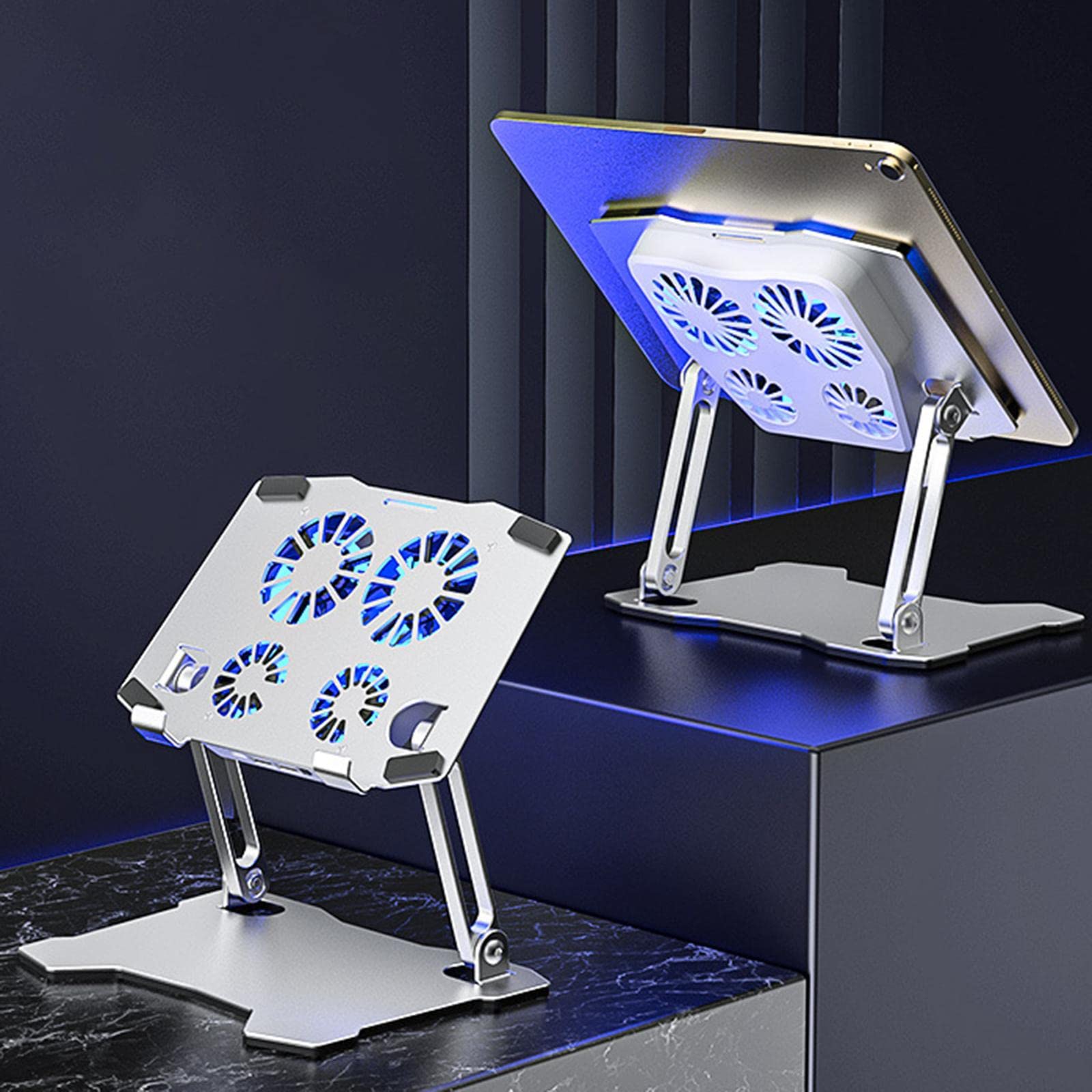 Supporto per Tablet con Ventola di Raffreddamento Supporto Regolabile in Lega di Alluminio per Scrivania di Casa