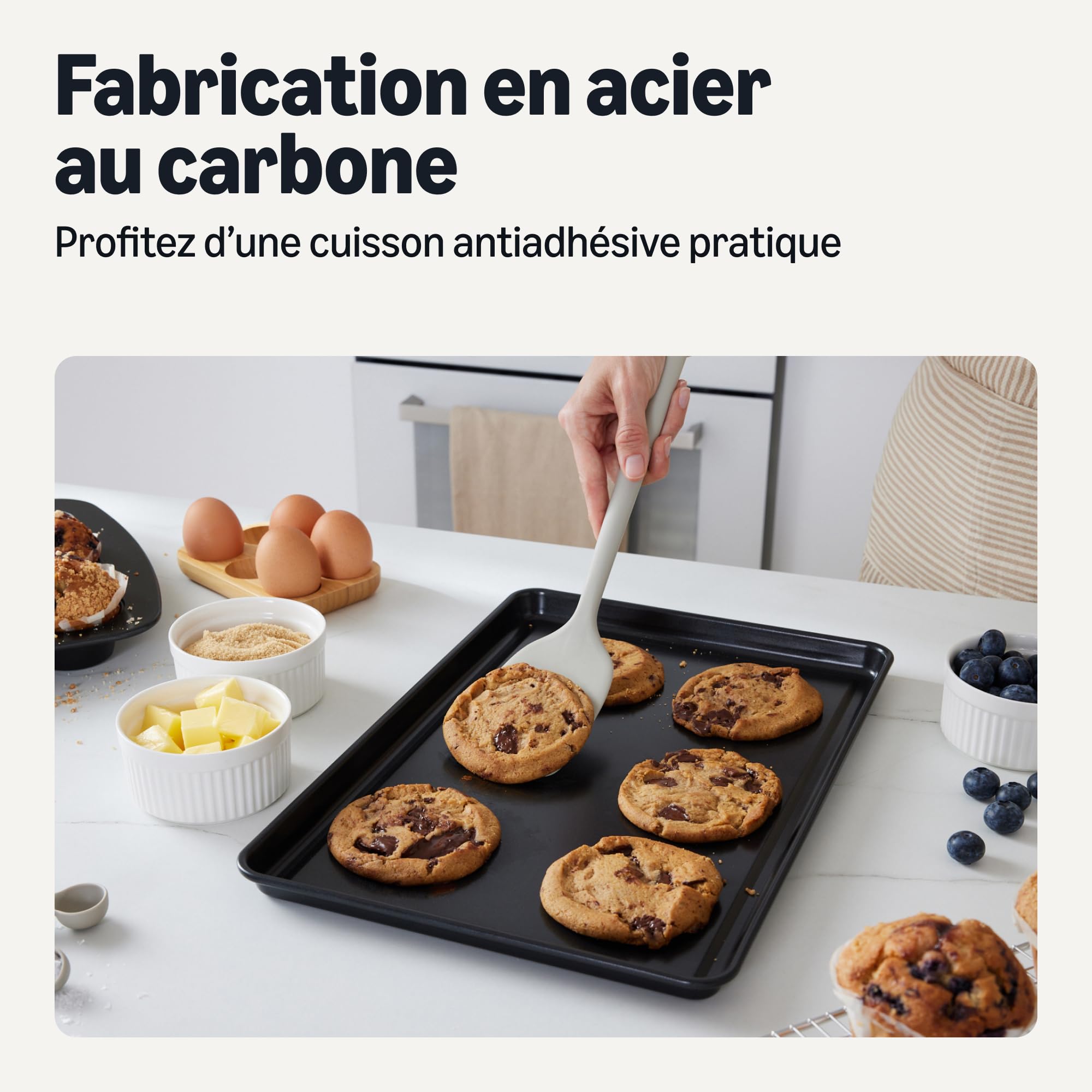 Amazon Basics Lot de 6 Ustensiles de Cuisson Antiadhésifs Empilables, Passent au Lave-Vaisselle et au Four