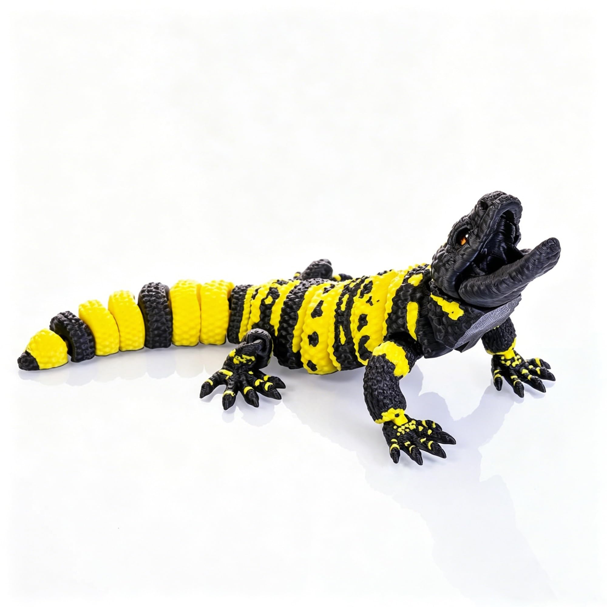 Casome Yellow 3D Printed Articulated Gila Monster Figurine, Realistic Lizard Desk Decor, Movable Reptile Collectible Model For Display(Yellow)