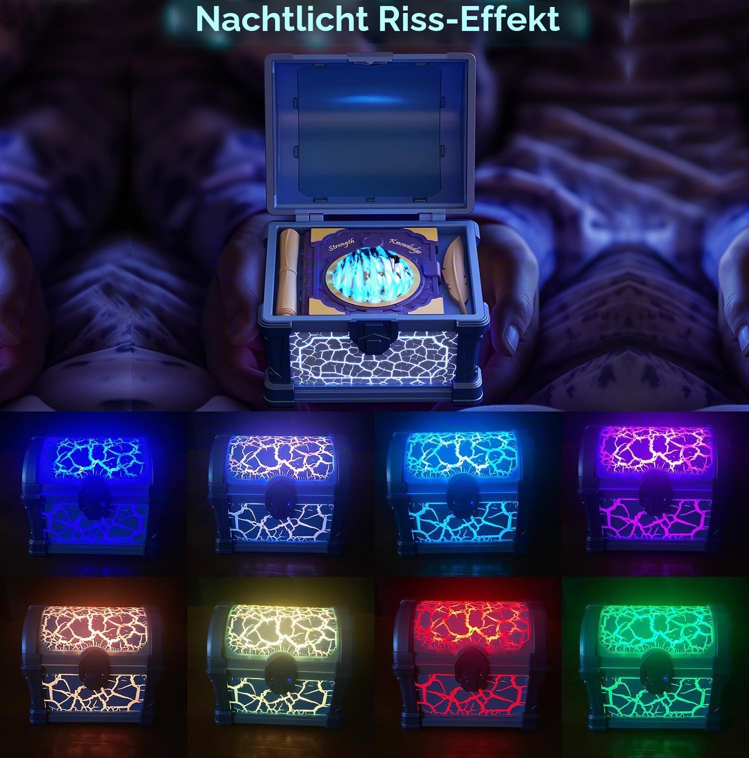 Sternenhimmel Projektor Schatzkiste Nordlicht Lampe, Galaxy LED Nachtlicht Projektor mit 8 White Noise, Lautsprecher, Timer und Fernbedienung, Polarlicht Lampe für Schlaf- Gaming Zimmer Geschenke,Blau