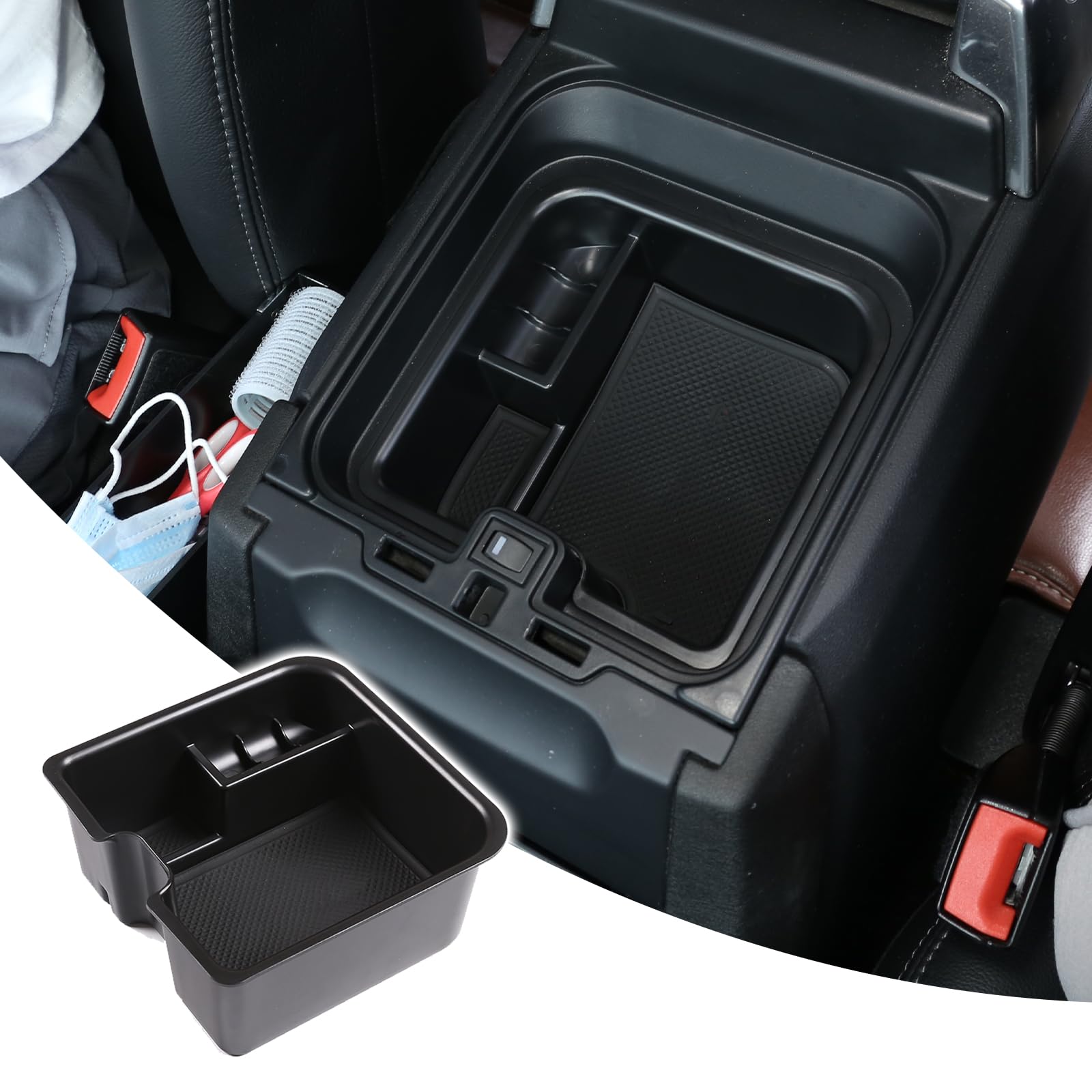 DIYUCAR For Landrover Discovery 4 2014-2016 Black Palstic Car Center Console Storage Box Phone Tray Accessories With Refrigerator