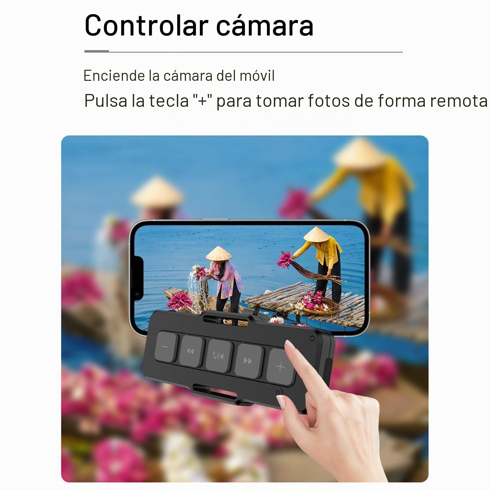 Inteli Control Remoto Bluetooth Portátil IPX4 a Prueba de Agua, para Selfie y Cámara de Teléfono, Táctil para Teléfonos