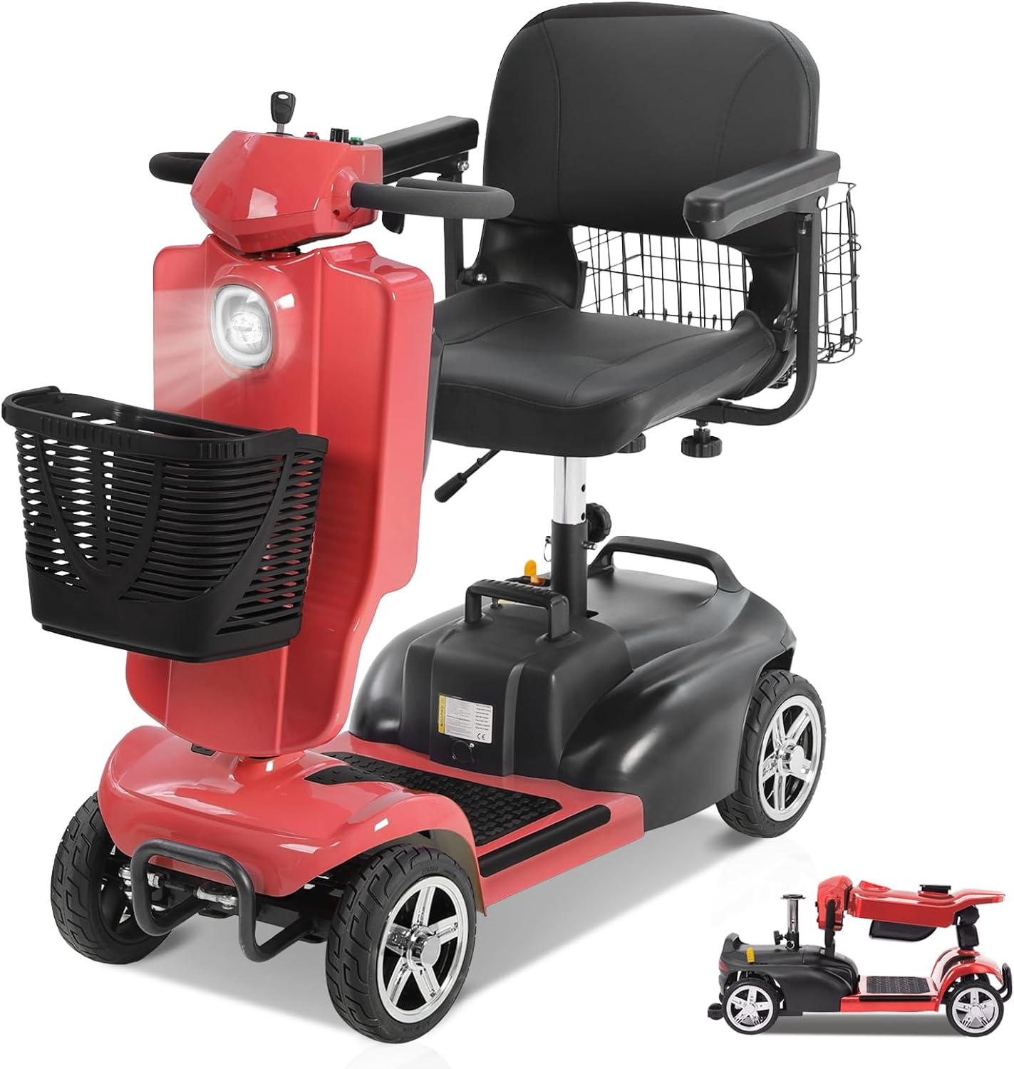 MobiCyc 30-Miles 4 Wheel Mobility Scooter with Removable Battery for Adults/Seniors