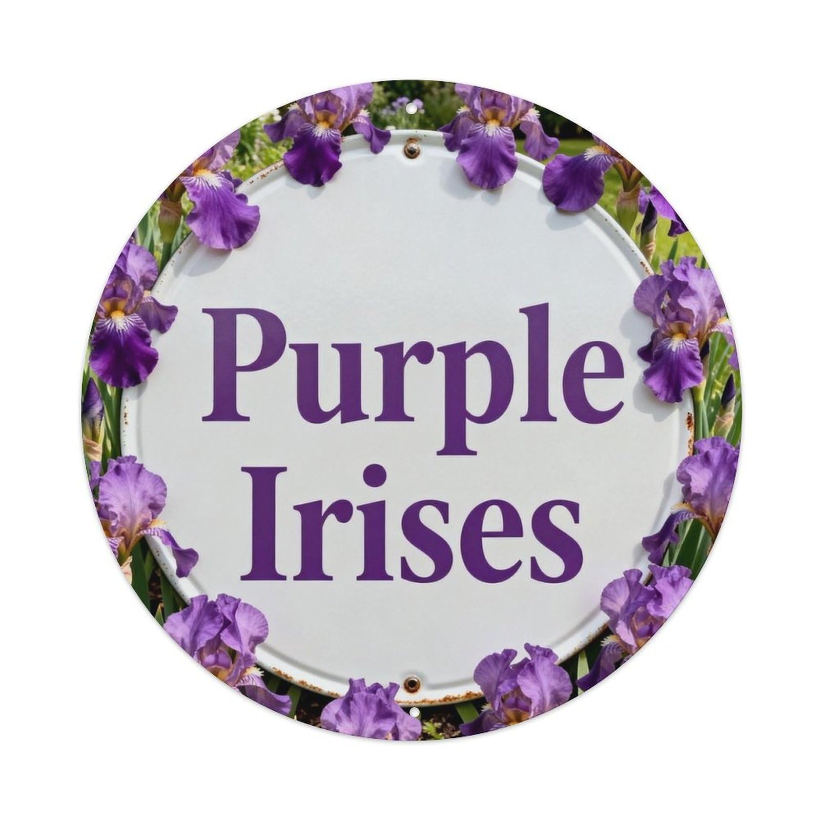 Purple Irises Metal Tin Sign Plaque