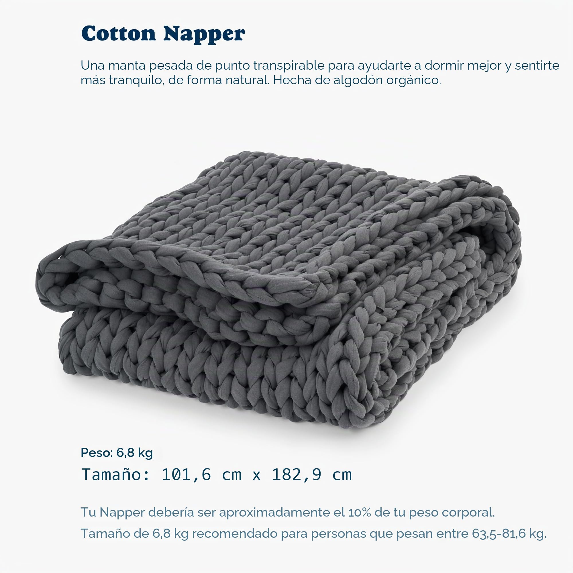Bearaby Mantas de algodón Tejidas a Mano para Adultos, Manta de Punto Grueso, sostenible, Transpirable, orgánica, refrescante, Lavable a máquina (Gris asteroide, 15 Libras)