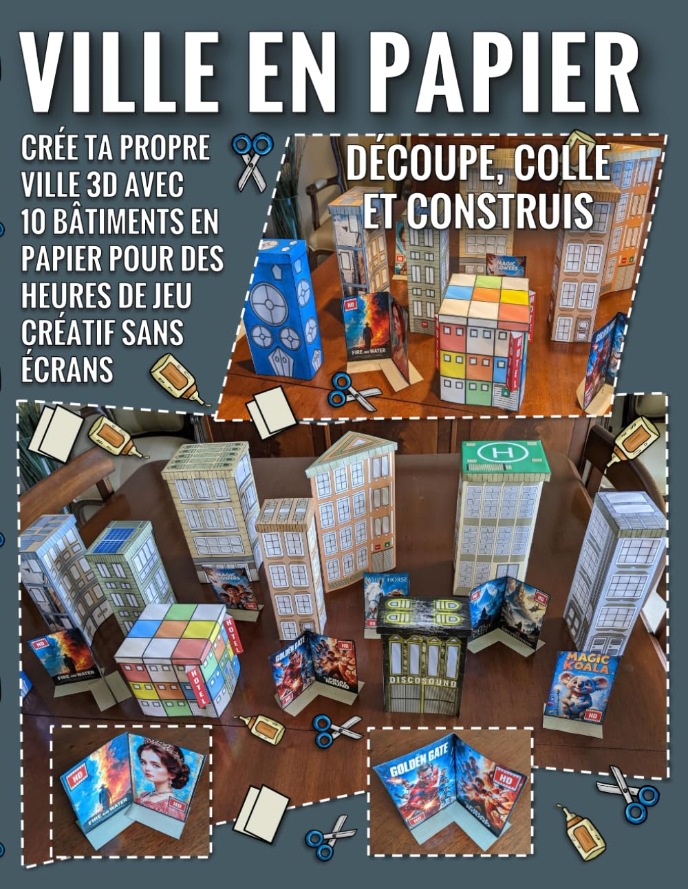 Ville en Papier – Découpe, Colle et Construis: Crée ta propre ville 3D avec 10 bâtiments en papier pour des heures de jeu créatif sans écrans